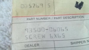 Honda OEM New pan screw 93500-06065  #10275 - Picture 1 of 2