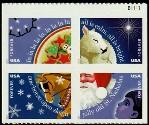US HOLIDAYS 2017 SCOTT #5247-5250 CHRISTMAS CAROLS FOREVER STAMP PLATE BLOCK SET - Picture 1 of 2