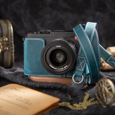 For Leica Q Handmade Real Leather Half Camera Case Bag Cover Shoulder Strap - Image 1 of 4