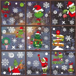 Christmas Window Clings Decorations for Glass Windows Winter Stickers Snowflakes - Picture 1 of 8
