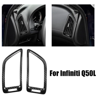 Painel de carro de fibra de carbono tampa de acabamento de ventilação lateral para Infiniti Q50 Q60 2014-22 - Imagem 1 de 4