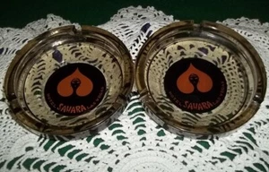 Vintage Set of 2 Sahara Hotel / Casino, Las Vegas Smoke Glass Ashtrays - Nice! - Picture 1 of 3