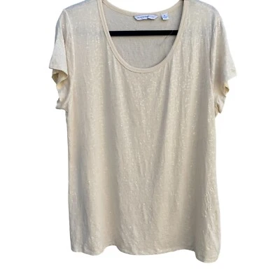 Isaac Mizrahi Live! Camisa de fiesta para mujer con cuello redondo y lentejuelas marfil L Foto 1 de 4