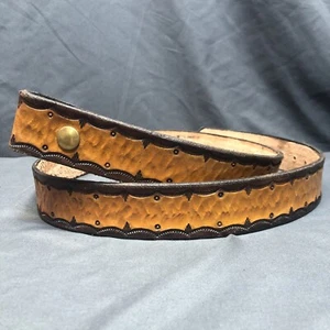 Leather Belt Mens 44 Fits 41-47 Western Country Cowboy Hand Tooled Embossed USA - Picture 1 of 7