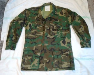 USMC Military Jacket Men Small Long Hot Weather Coat Woodland Camo Vintage 1980s - Picture 1 of 19