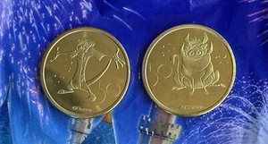 Walt Disney World 50th Anniversary TIMON & PUMBAA Gold Metal Medallion Coin Set - Picture 1 of 2