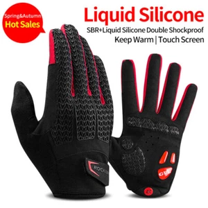 ROCKBROS Cycling Gloves Touch Screen Bike Gloves Thermal Warm Full Finger Glove - Picture 1 of 8