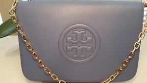 NWT Tory Burch Bombe Leather Convertible Clutch Shoulderbag $395 Black
