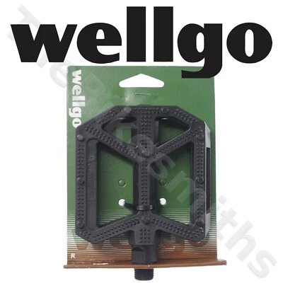 Pedales de plataforma de resina Wellgo B289 9/16" negros compuestos planos para bicicleta de montaña Foto 1 de 2