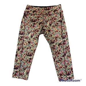 LuLaRoe Simply Comfortable Womens Floral Athletic Leggings Size Small Maroon - Picture 1 of 7