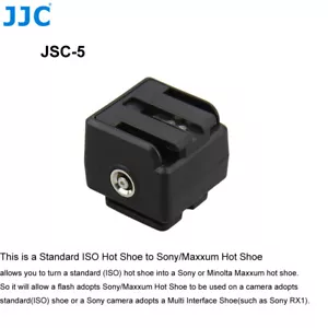 JJC JSC-5 Adpater for Standard ISO Hot Shoe to Sony/Maxxum Camera With Hot Shoe - Picture 1 of 5