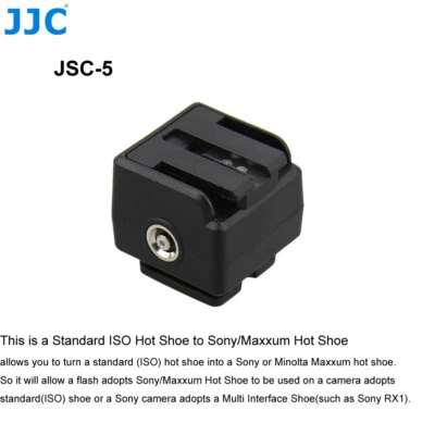 JJC JSC-5 Adpater for Standard ISO Hot Shoe to Sony Maxxum Camera With Hot Shoe - Image 1 of 4