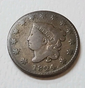 1824 Coronet Head One Cent - Picture 1 of 2