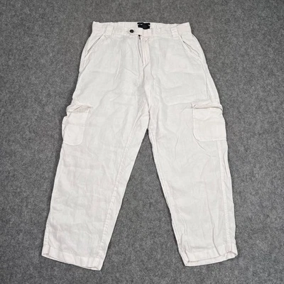Pantalones cargo recortados de lino blanco RACHEL Rachel Roy para mujer talla grande Foto 1 de 4