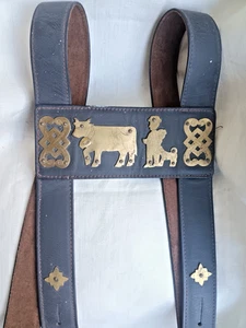 Hosenträger Alpenzeller? – Leder & Messing – Vintage Messingfiguren Länge 74 cm - Bild 1 von 7