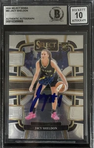 Jacy Sheldon Signed 2024 Panini Select WNBA Prizm #60 RC BAS Autograph Grade 10 - Picture 1 of 2