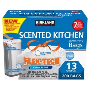 Kirkland Signature Flex-Tech 13-Gallon Scented Kitchen Trash Bags, 200-count - Picture 1 of 3