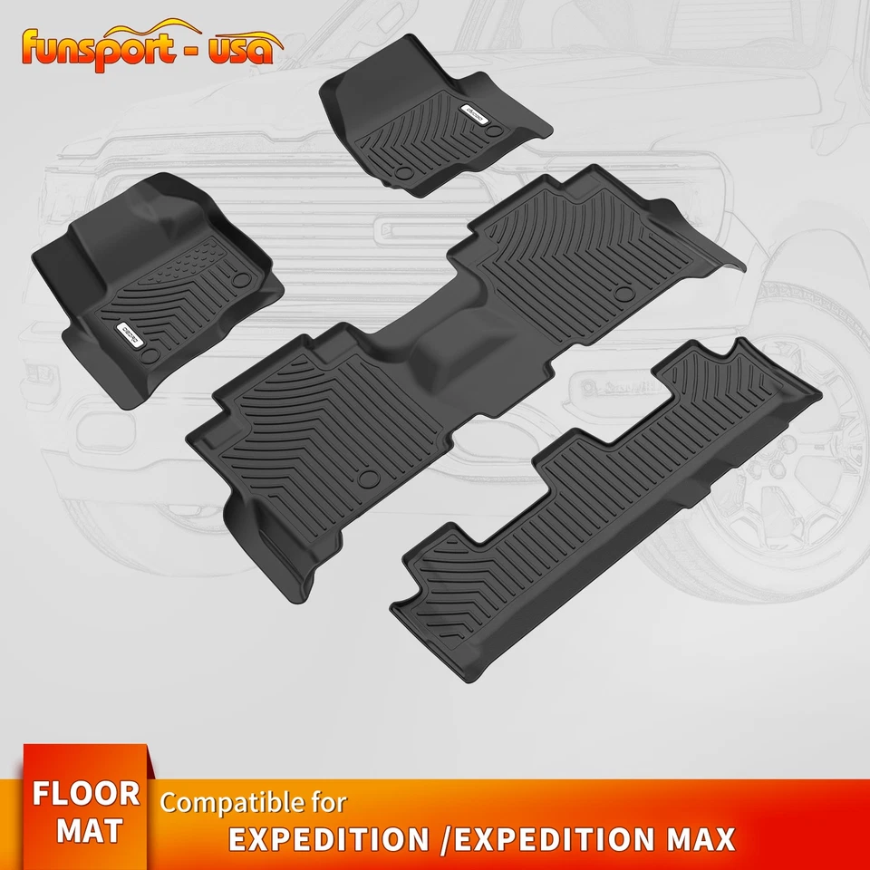 4PCS Floor Mats Liners for 2018-2025 Ford Expedition /Expedition Max TPE Rubber - Image 1 of 4