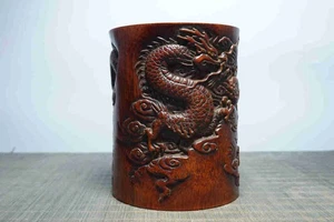Chinese Natural Bamboo Hand-carved Exquisite Dragon Pattern Brush Pots 7590 - Picture 1 of 9