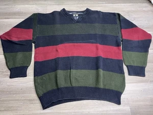 Pull homme vintage bois et gris coton colorblock pêcheur coupe boxy taille XLT - Photo 1/5