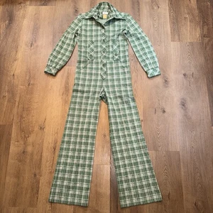 Vintage 60er 70er Jumpsuit Damen Glockenboden Einteiler Freizeitanzug Polyester Disco 8 - Bild 1 von 15