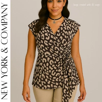 Top estampado leopardo gris y crudo NEW YORK & COMPANY, L Foto 1 de 4
