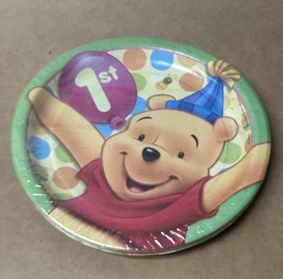 Hallmark Disney Winnie The Pooh 1st Birthday Paper Dessert Plates - Image 1 of 2