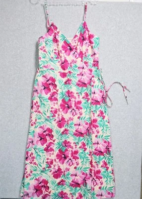 Vestido J.Crew Mujer Talla 8 Floral Estampado Tropical Correa de Espagueti Envolvente Resort Boho Foto 1 de 4