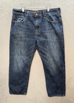 American Eagle Jeans Mens 38x32 Blue Loose Straight Distressed Denim Preppy - Image 1 of 4