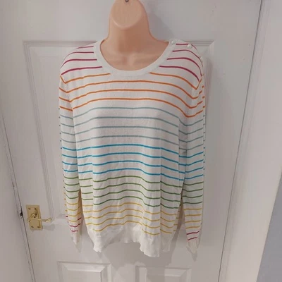 Pulôver ROMANO branco listrado multicolorido gola redonda - Tamanho 18  - Imagem 1 de 4