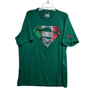 UnderArmour Superman Italian Flag Shield T-Shirt Loose Fit Herren M grün HeatGear - Bild 1 von 6