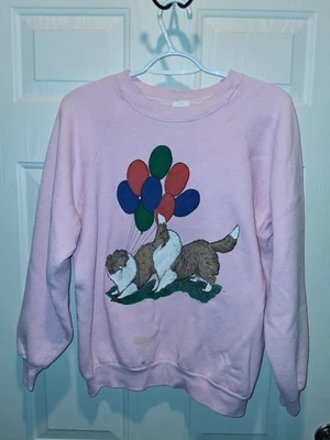 Vintage Fruit Of The Loom Sweatshirt Collie Dogs Balloon Size Large Made  In USA - Image 1 of 4
