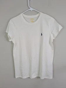 Polo Ralph Lauren T-shirt Women's Large White Short Sleeve Casual Cotton - Picture 1 of 10