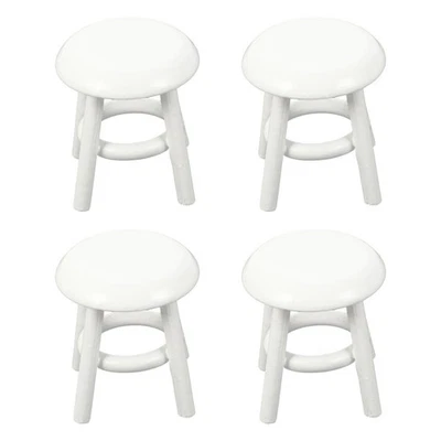 4PCS miniture house furniture Miniature Wooden Stools Miniature Doll Chair Toy - Image 1 of 4