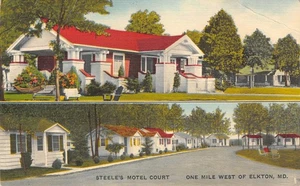 STEELE'S MOTEL COURT Elkton, Maryland Roadside ca 1940er Vintage Leinen Postkarte - Bild 1 von 1