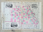 1862 Johnson&#39;s Missouri and Kansas Map Johnson &amp; Ward Antique