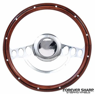 Volante Chevy/GM 69-94 14" Nostalgia Pulido con Remaches Madera Ciprés Foto 1 de 2