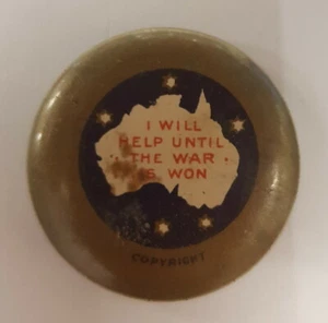 Australia • WW1 Charity Pin Badge • I Will Help Until the War is Won - Picture 1 of 2