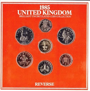 1985 Elizabeth II, Royal Mint Brilliant Uncirculated 7 coin Set, 1985 - Picture 1 of 6