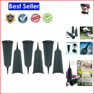 Set of 6 Memorial Floral Vases with Stakes - Weather-Resistant Polypropylene - Picture 1 of 11