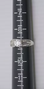 SIZE 9 DIAMONIQUE? STERLING SILVER CZ WOMAN'S RING, DOUBLE ROW OF STONES - Picture 1 of 4