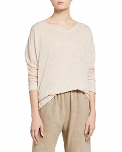 NWT Eskandar One Size Pink Linen Boat Neck Top Current Season!!! - Picture 1 of 3