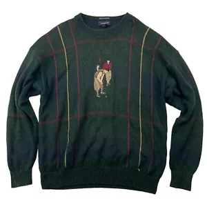 Suéter a cuadros guante enmarcado a mano Intarsia L/S golfistas bordado talla XL - Imagen 1 de 12