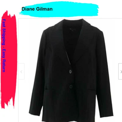 DG2 Diane Gilman Ponte Knit Boyfriend Blazer Black, S - Image 1 of 4