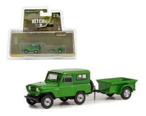 NISSAN Patrol + Rimorchio carico 1/4 tonnellata - 1972 - verde - luce verde 1:64 - Foto 1 di 6