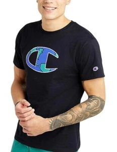 T-shirt maglietta Champion uomo taglia small blu navy classica grafica globale nuova con etichetta - Foto 1 di 4