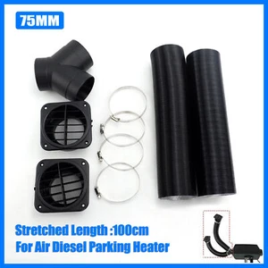 75mm Diesel Heater Pipe Ducting + Y Branch Piece + Warm Air Outlet Vent Set # - Picture 1 of 6