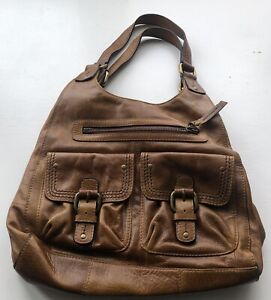 M&S Autograph Tan Hobo Slouch Leather Shoulder Bag.