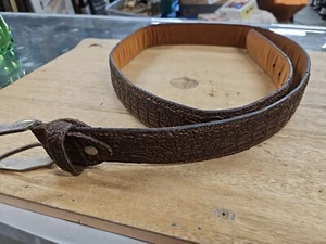 Brown Genuine Leather Snake Skin Pattern Belt Sz 42-44 - Picture 1 of 5