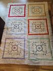 Embroidered Quilt Blocks Tops Partial Finished/Unfinished Top 12 Blocks 16"x16"